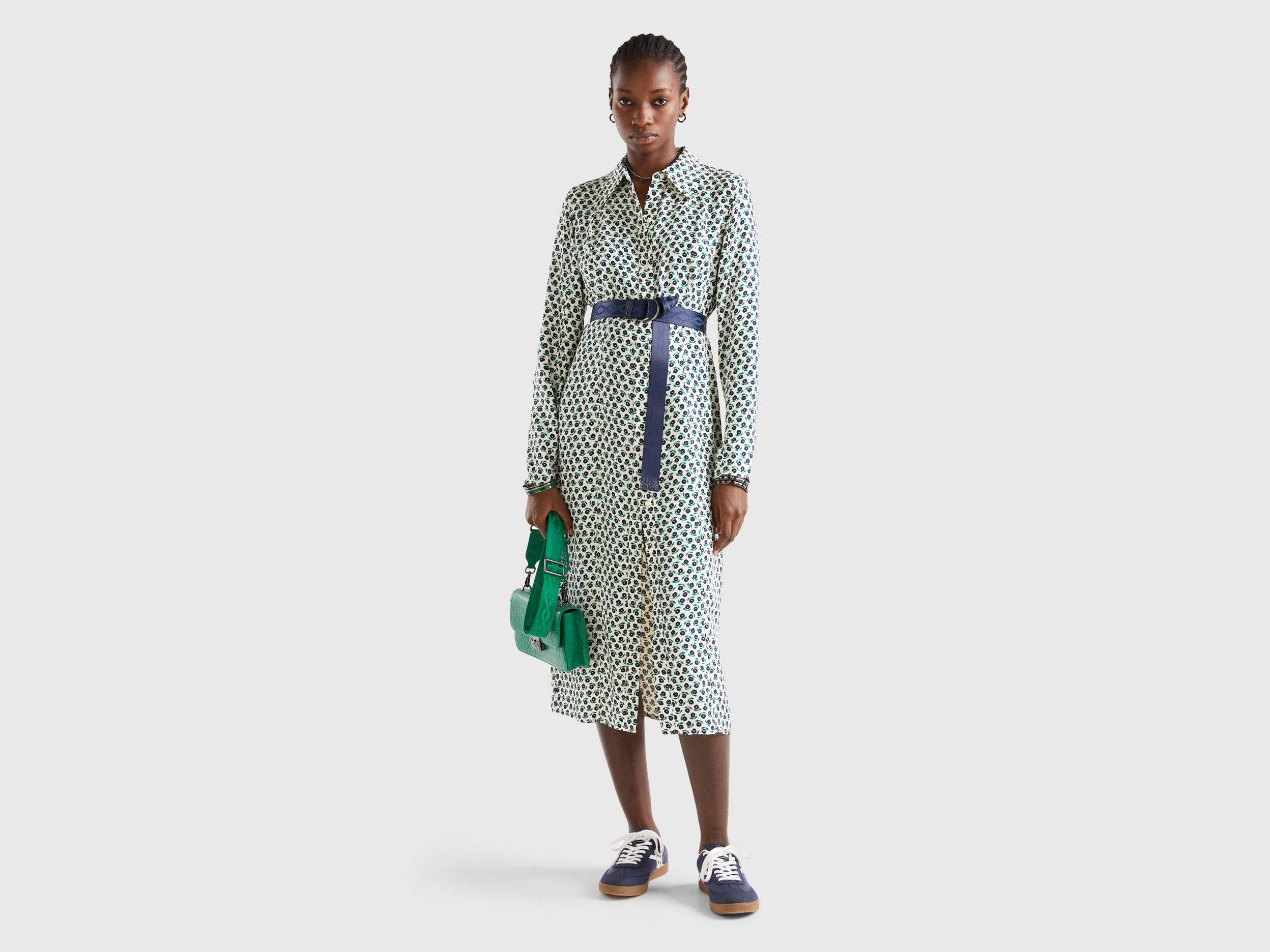 Floral satin shirt dress shop