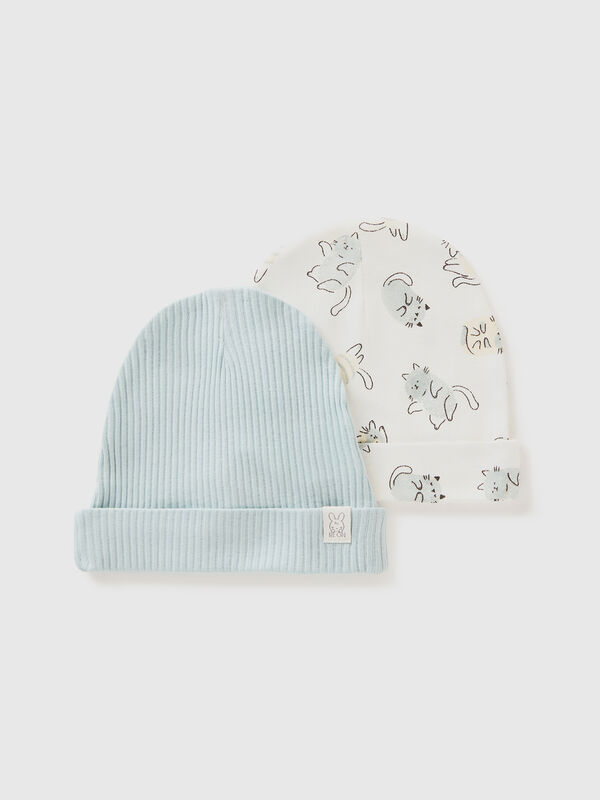 Two caps in organic cotton New Born (0-18 months)