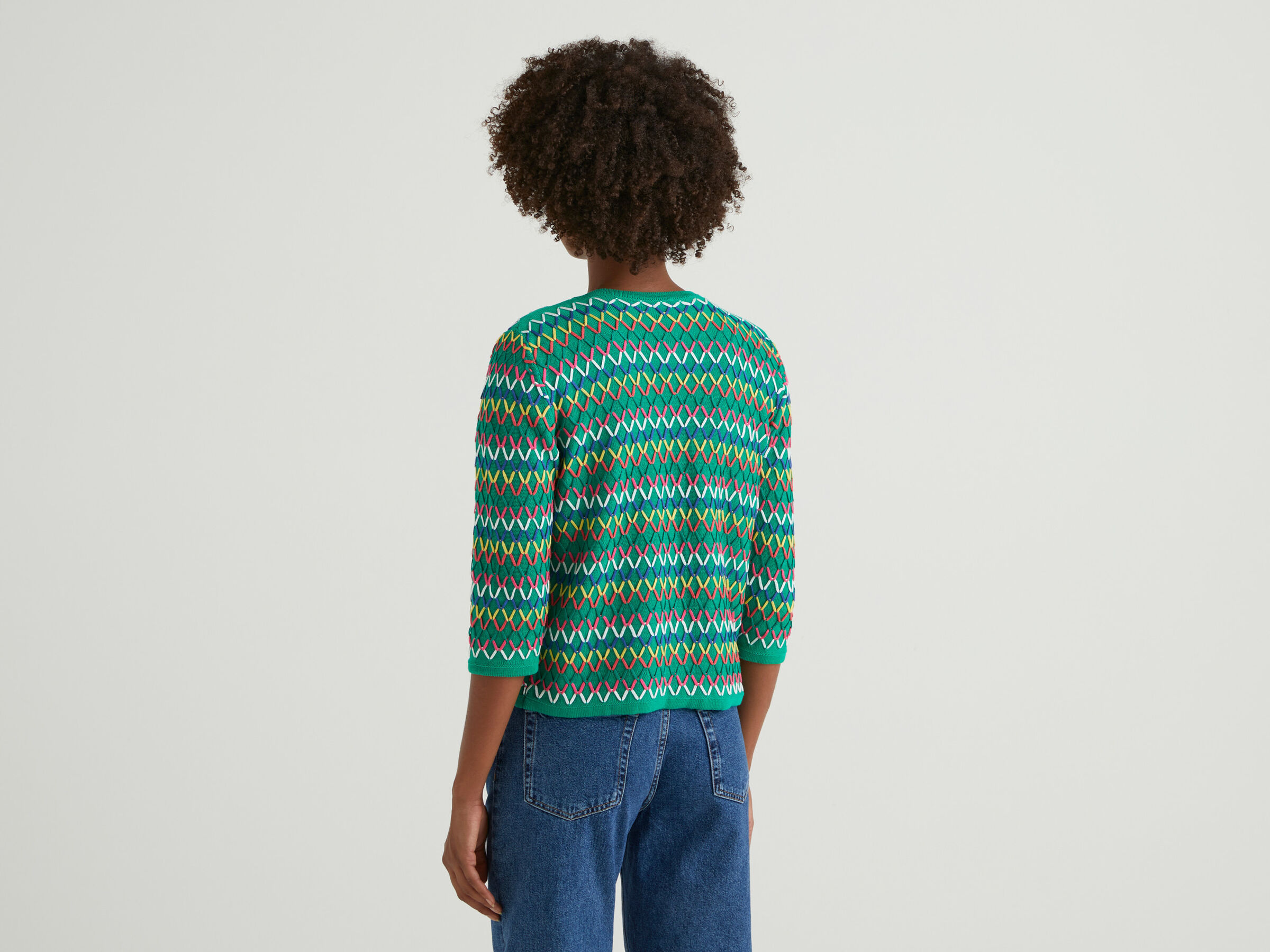 Multicolored 3/4 sleeve cardigan image number 2