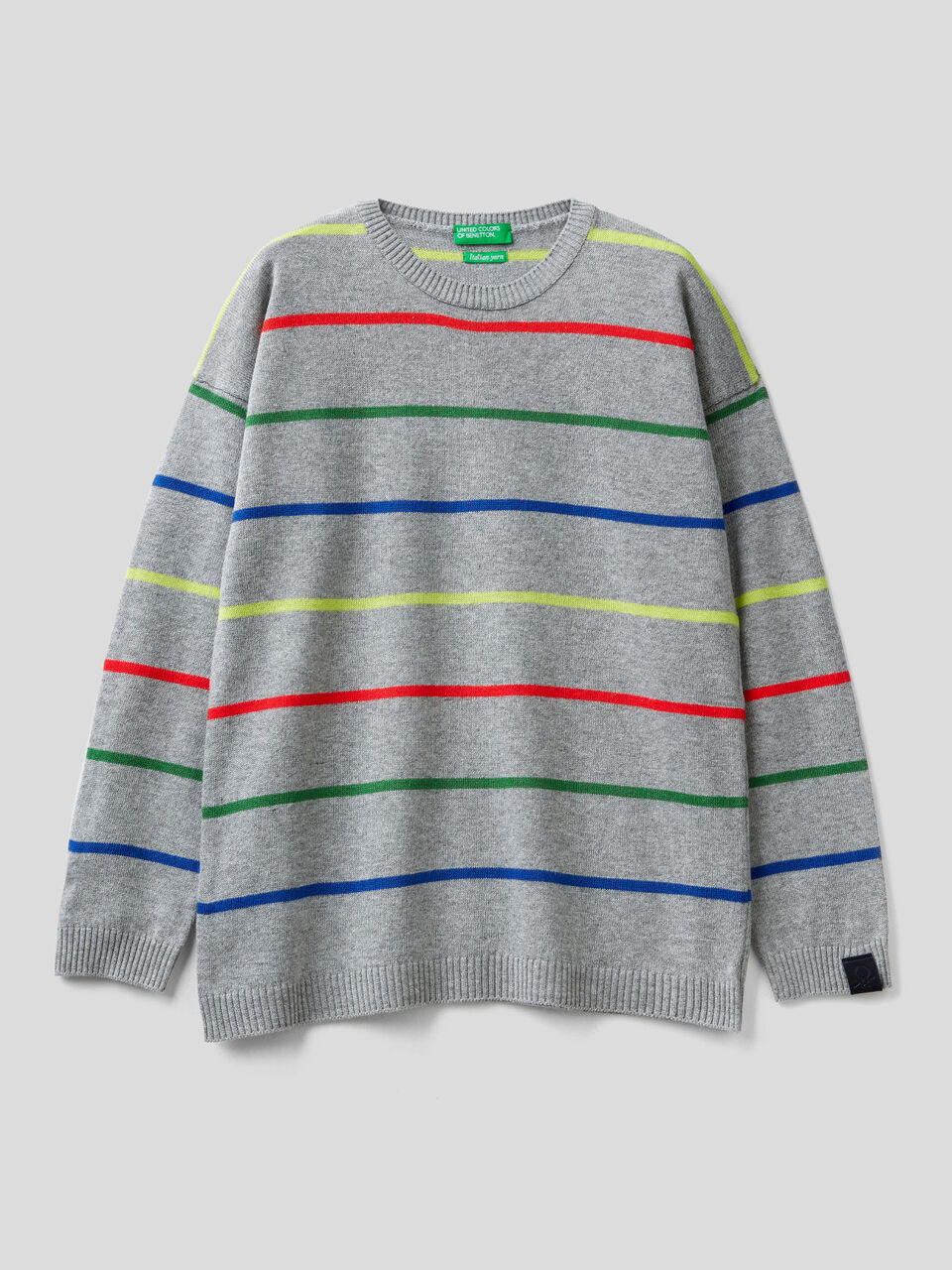 Striped sweater in wool and cotton blend image number 1
