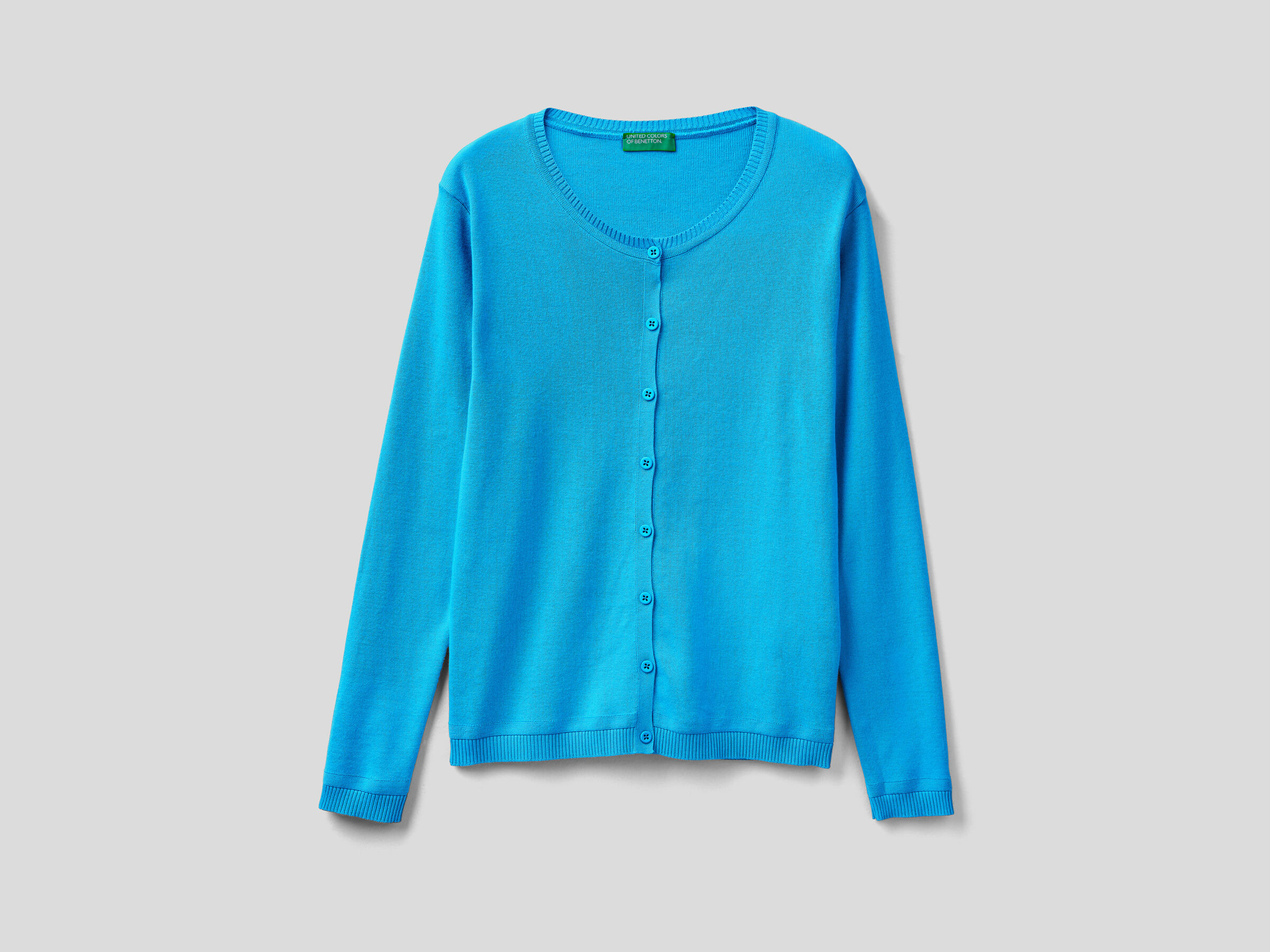 Crew neck cardigan in pure cotton image number 4