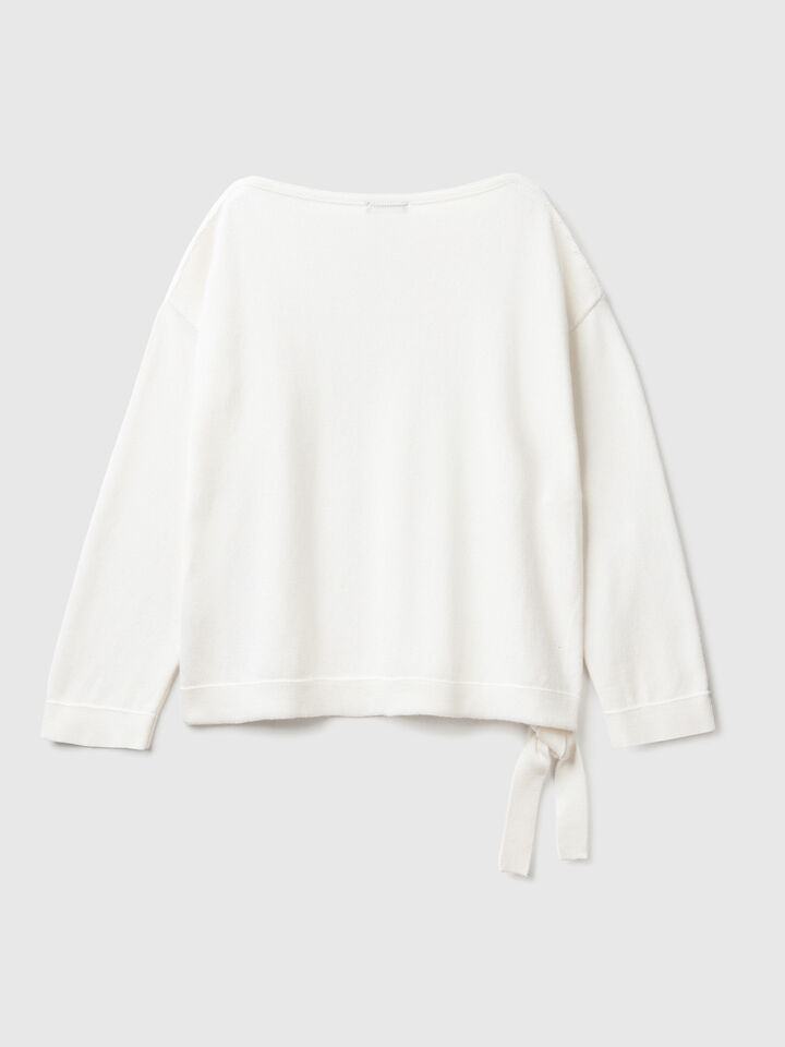 Sweater with laces and boat neck image number 2