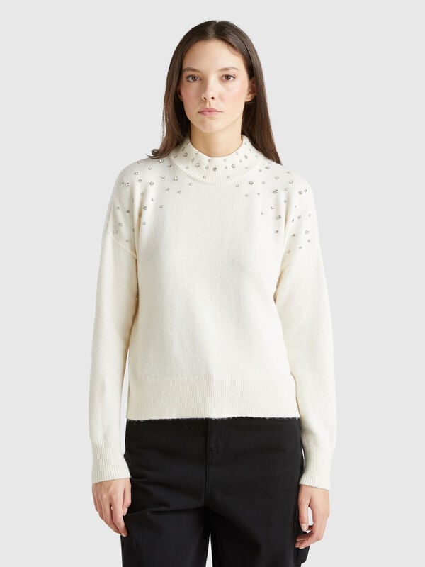 Turtleneck sweater with rhinestones Women