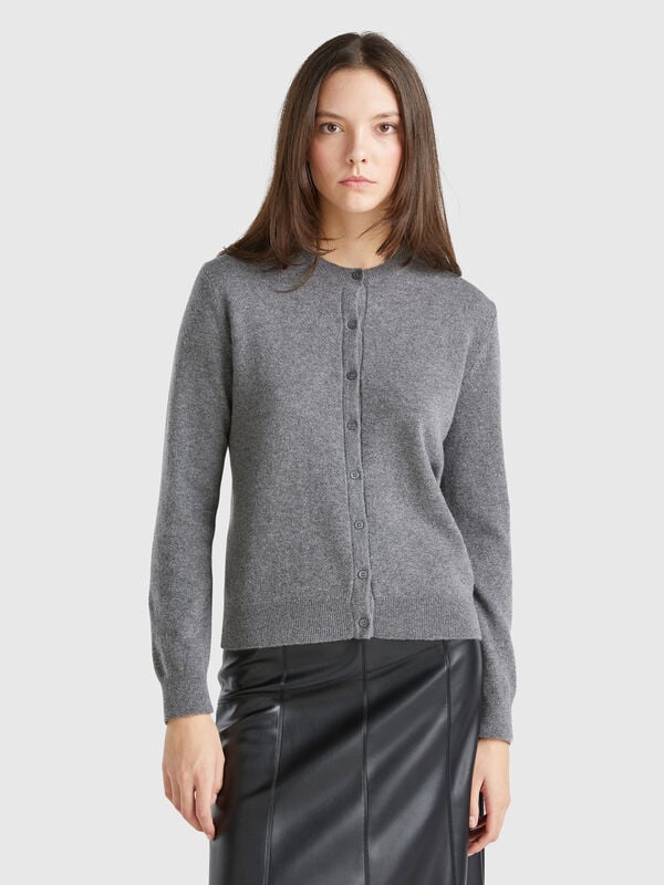 Dark gray cardigan in pure cashmere Women