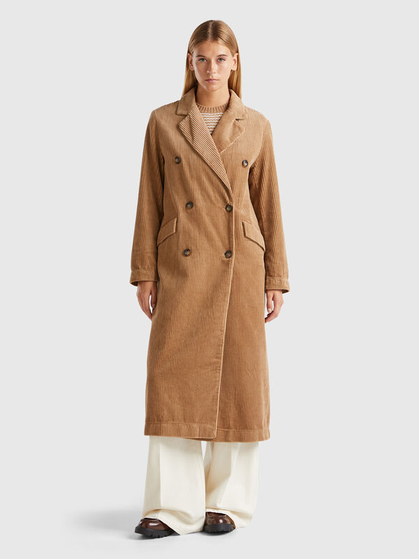 Double-breasted velvet trench coat Women