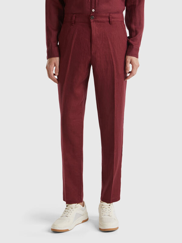 Chinos in pure linen Men