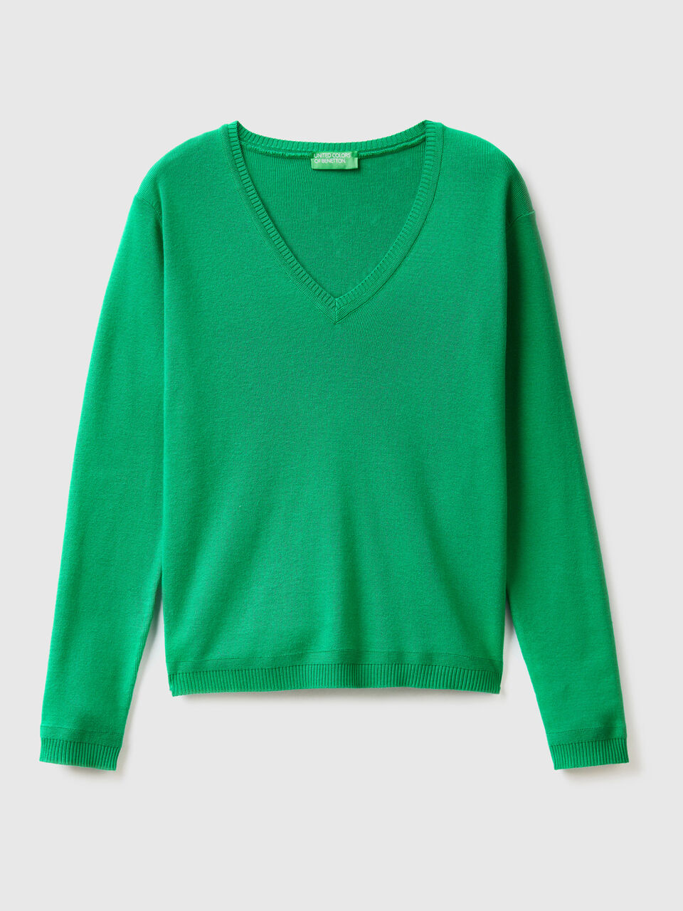 V-neck sweater in pure cotton image number 1