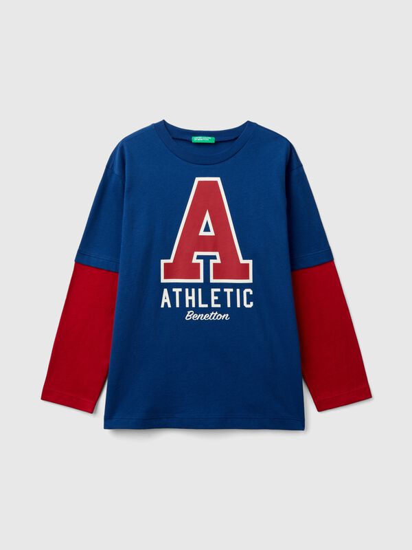 T-shirt with double sleeve in organic cotton Junior Boy