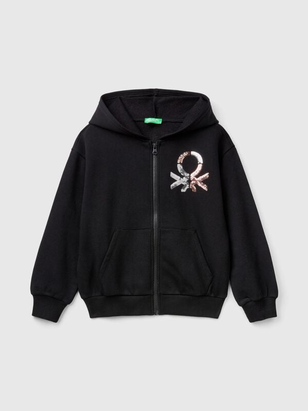 Sweatshirt with zip and sequins Junior Girl