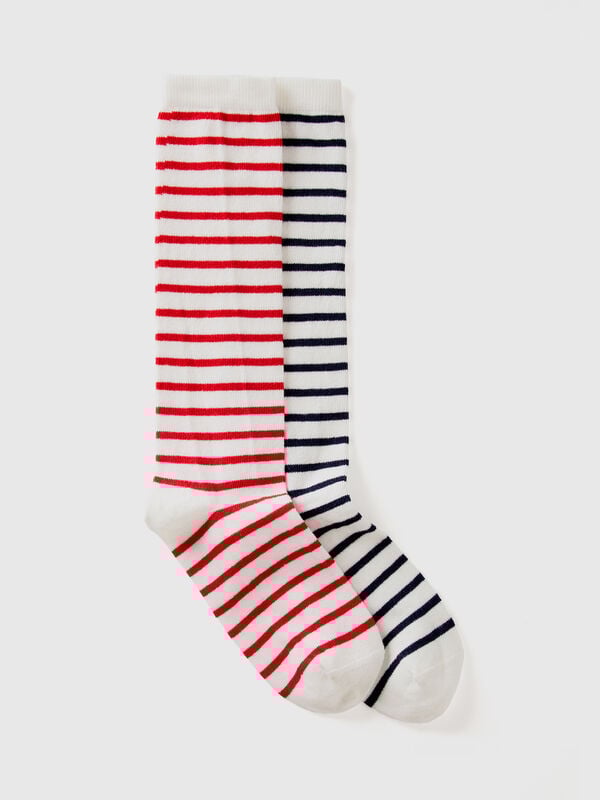 Two pairs of two-tone striped socks Junior Boy
