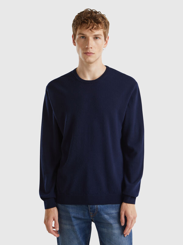 Midnight blue sweater in pure Merino wool Men