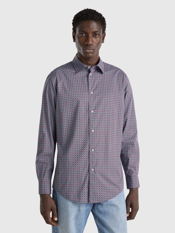 Patterned shirt in organic cotton Men