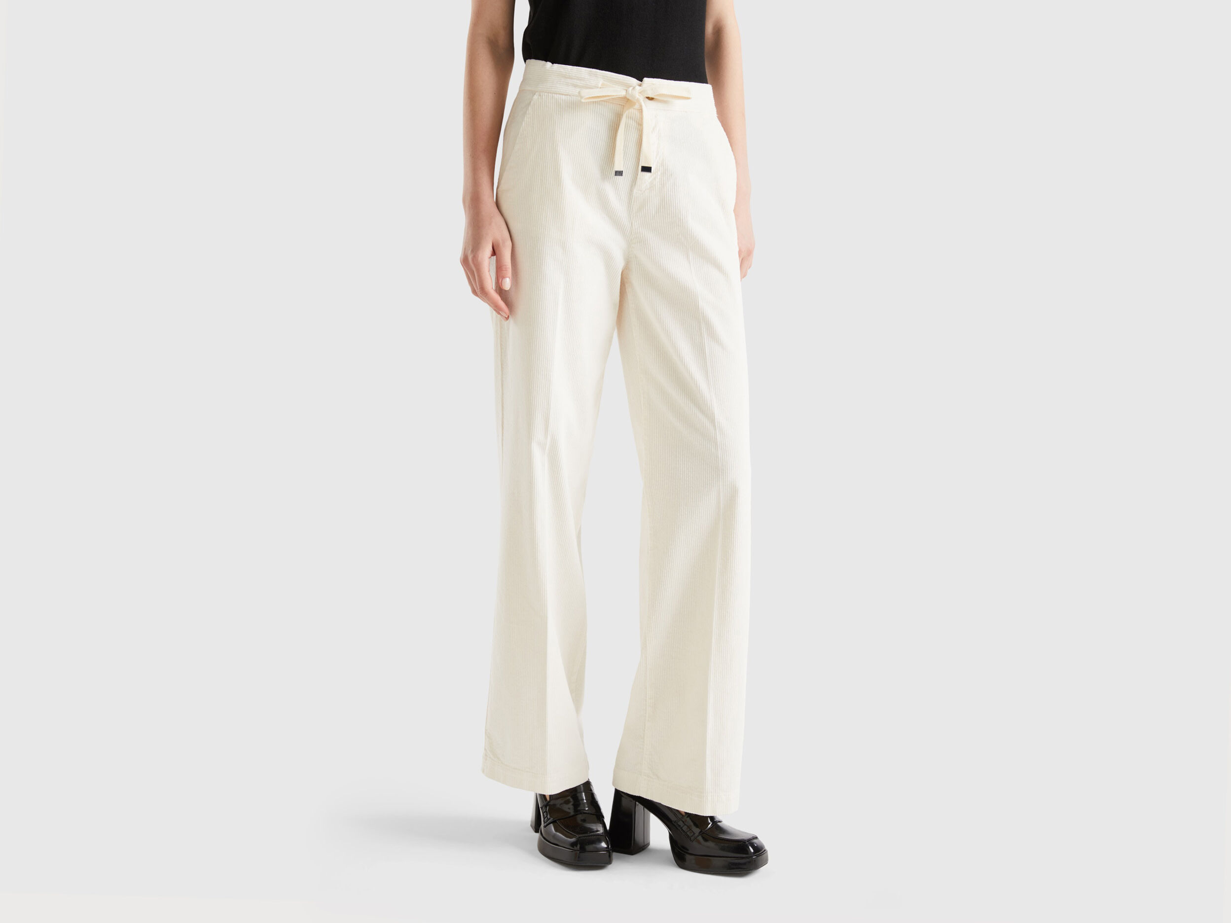 Wide velvet trousers White Benetton