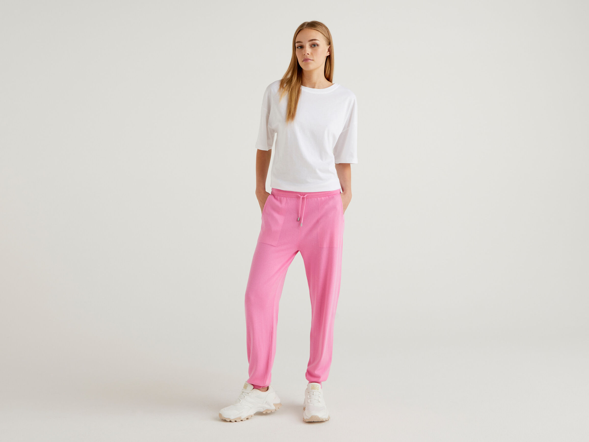 Tricot trousers with drawstring image number 3