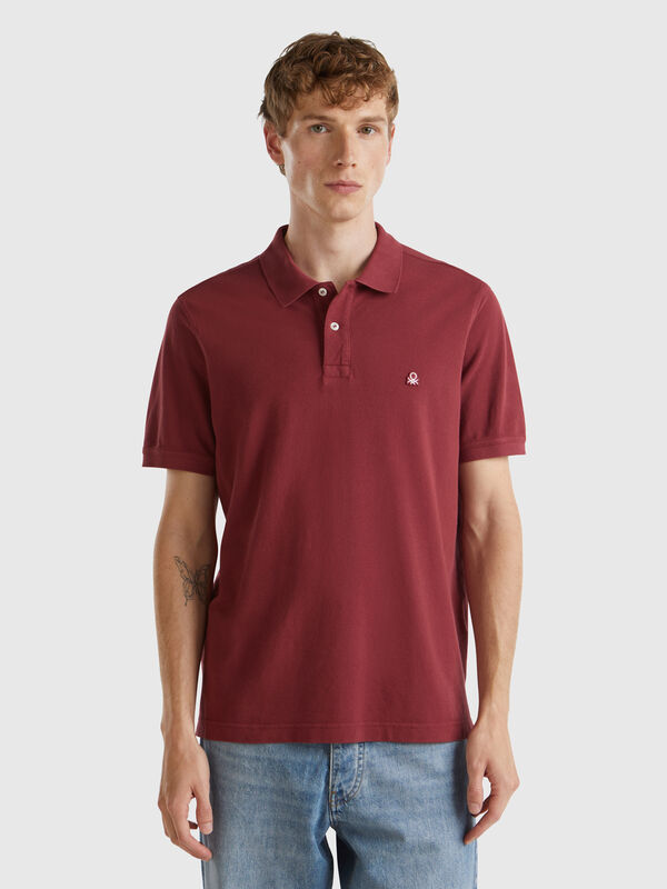 Burgundy regular fit polo Men