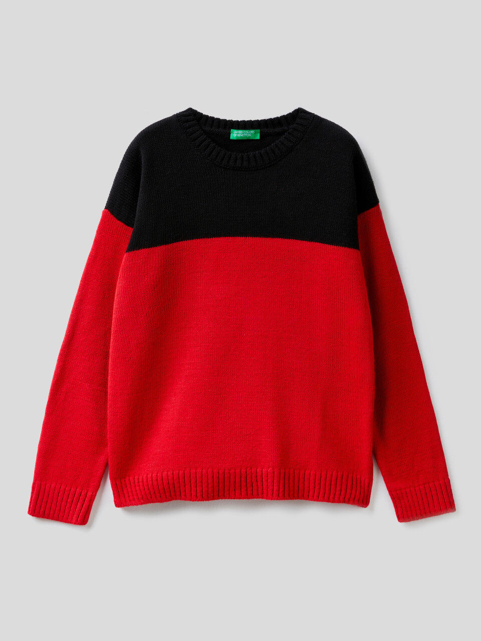 Color block sweater in wool blend