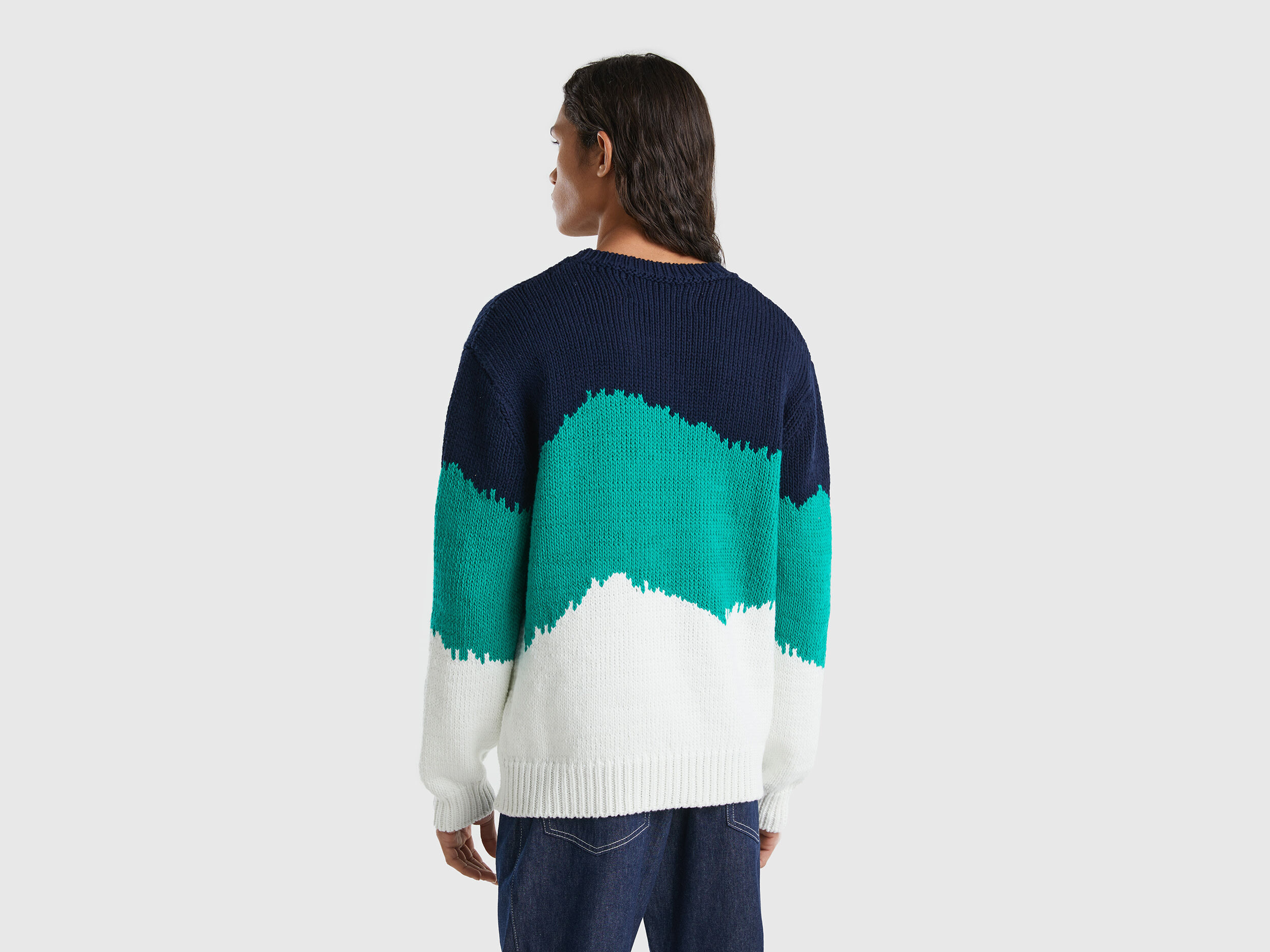 Color block sweater Green Benetton
