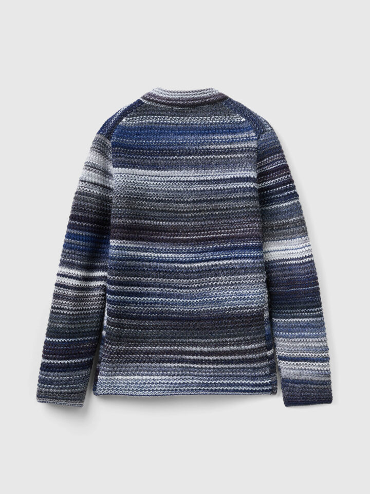 Knit jacket in multicolor wool blend image number 2