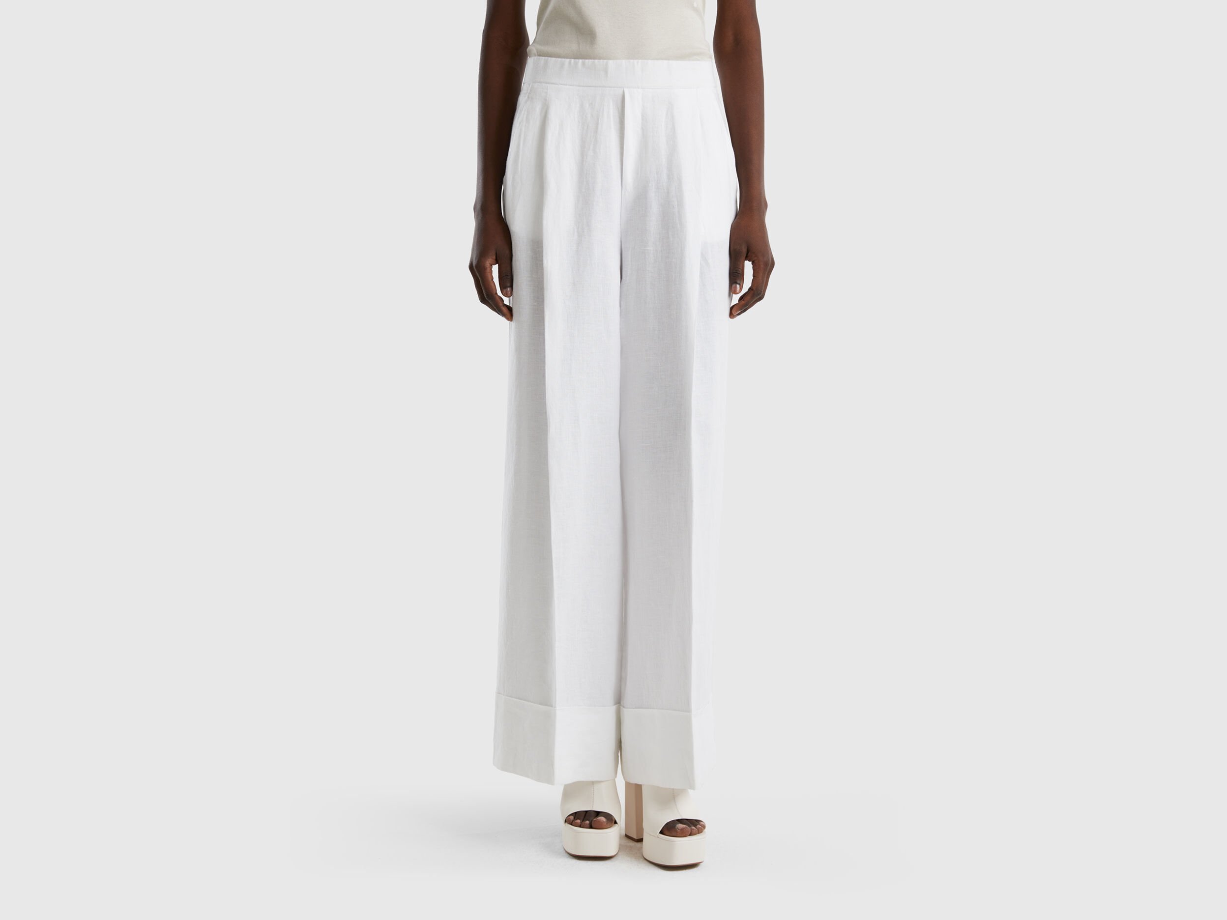 Benetton pantaloni lino cheap