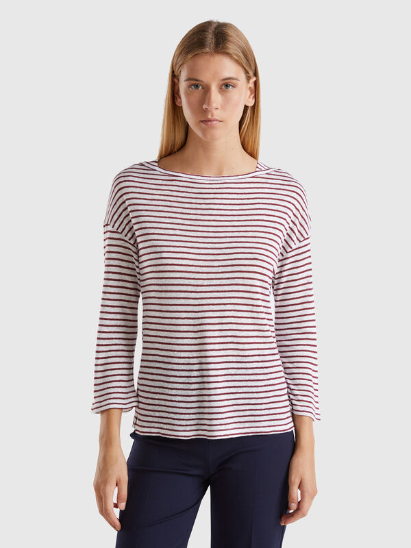 Striped t-shirt with 3/4 sleeves Women