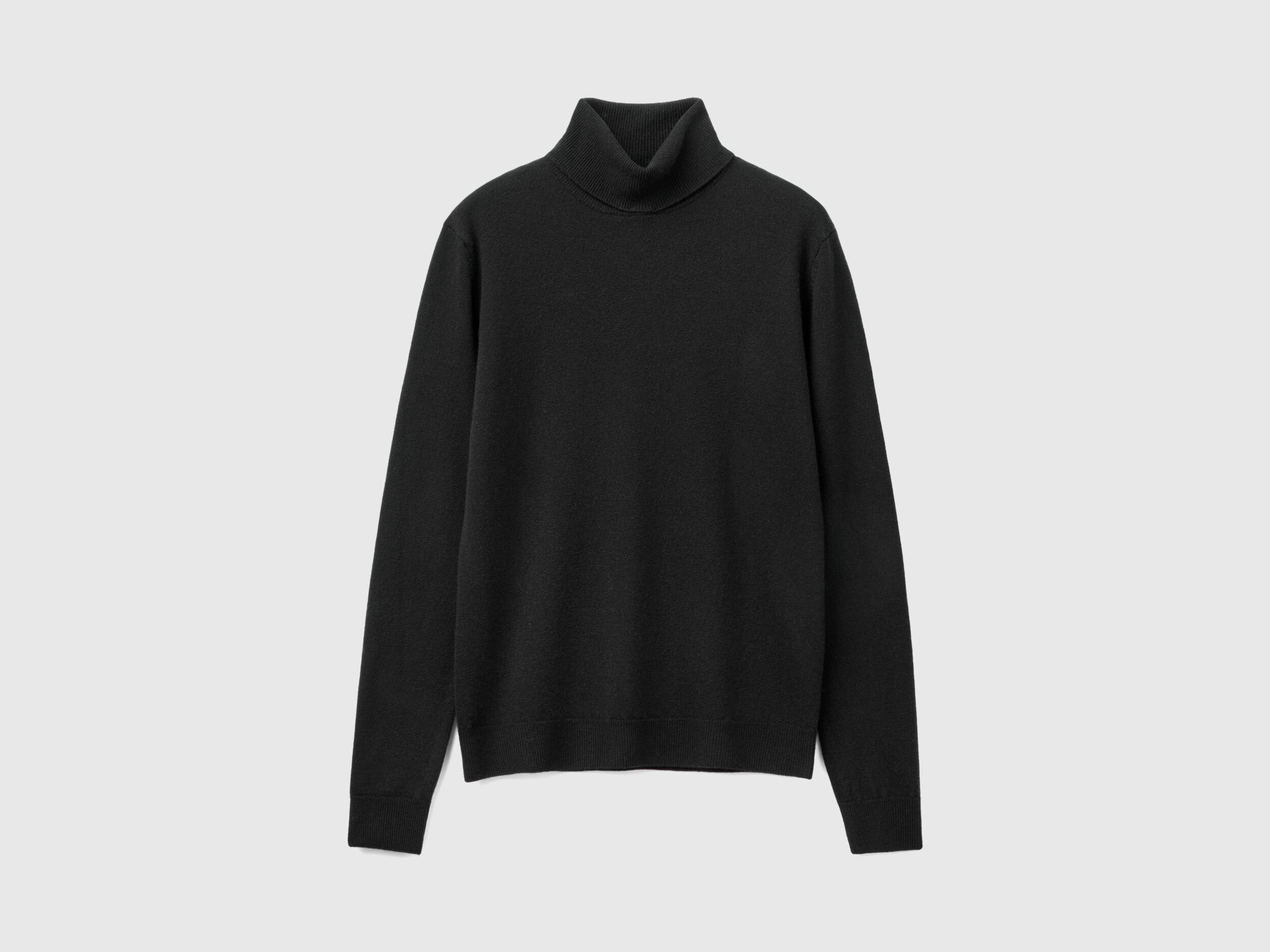 Black turtleneck sweater in pure Merino wool Black Benetton
