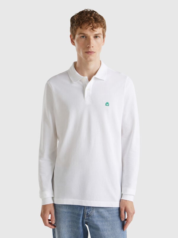 Long sleeve 100% cotton polo Men