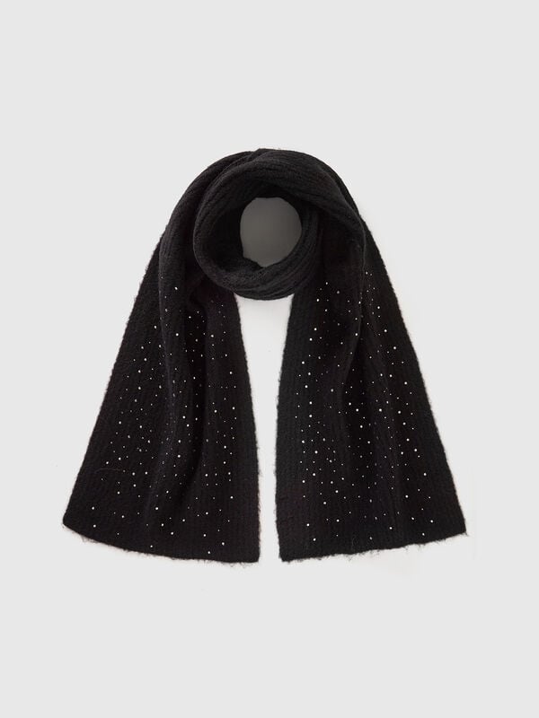 Wool blend scarf with rhinestones Women