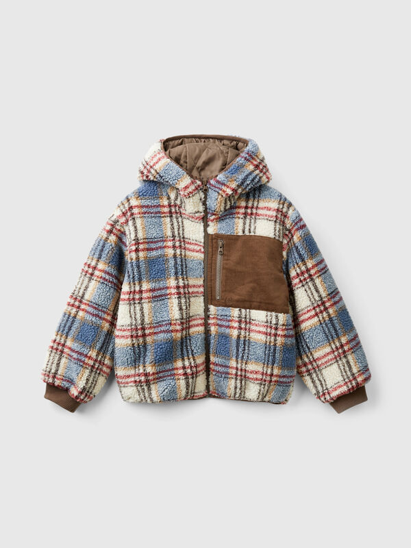Teddy jacket with check pattern  Junior Boy