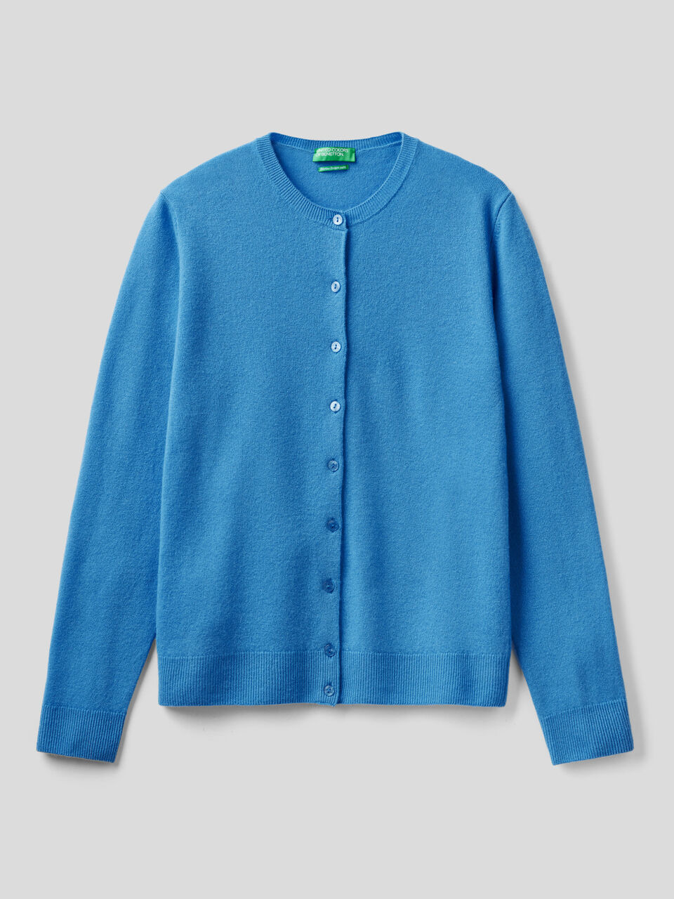 Crew neck cardigan in pure virgin wool image number 1