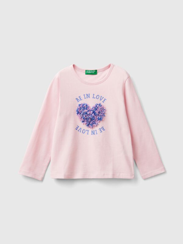 T-shirt with petal effect applique Junior Girl