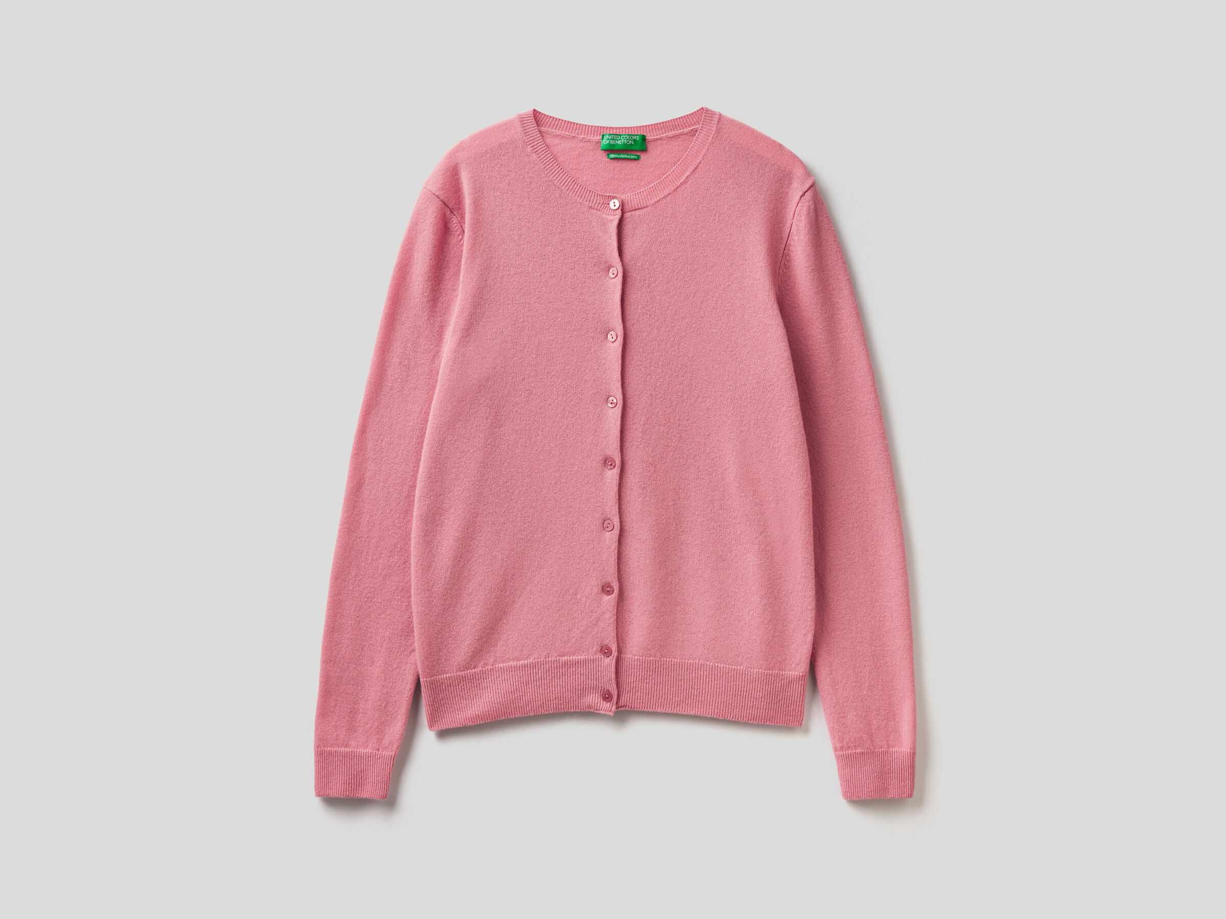 Crew neck cardigan in pure virgin wool image number 5