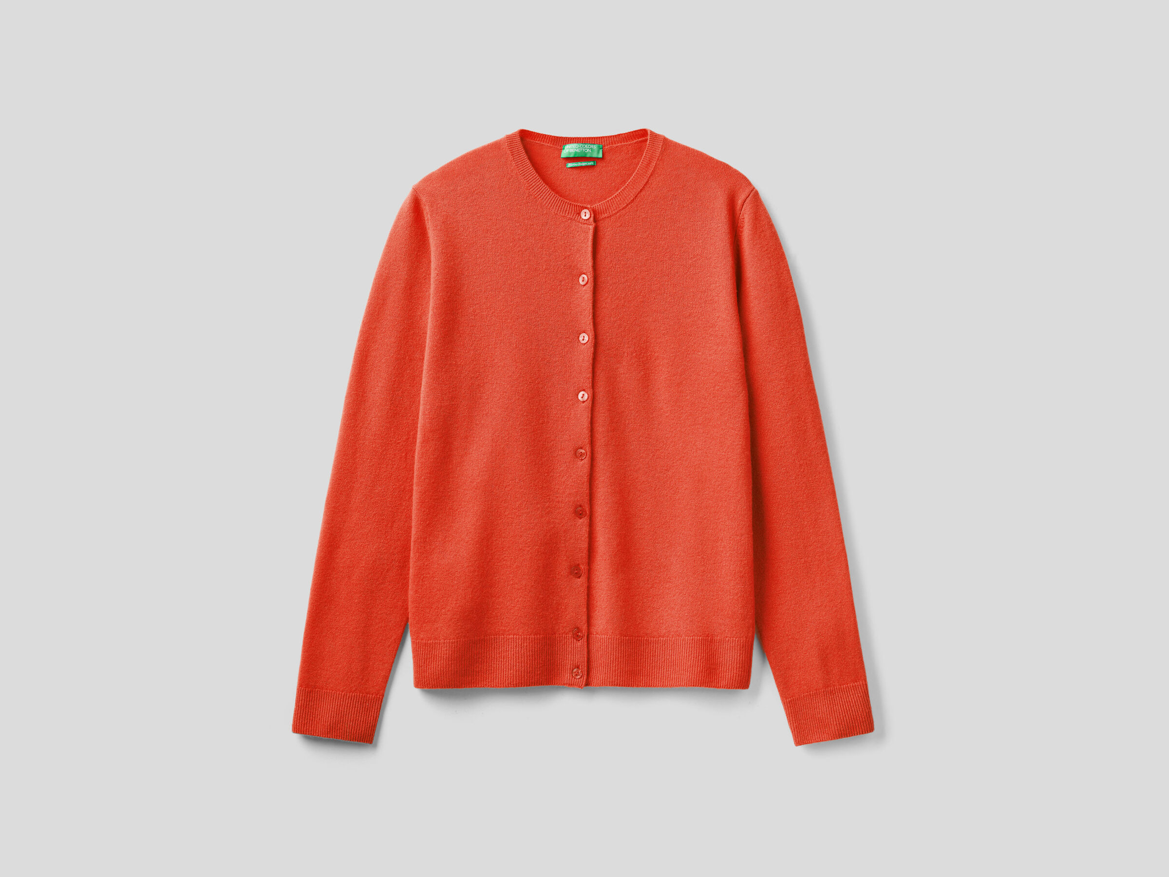 Crew neck cardigan in pure virgin wool image number 4
