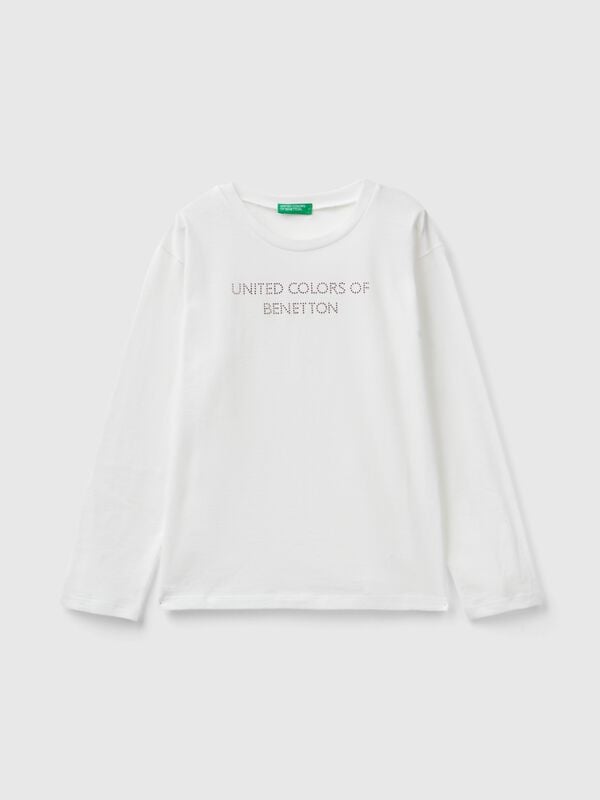 T-shirt with rhinestone logo Junior Girl