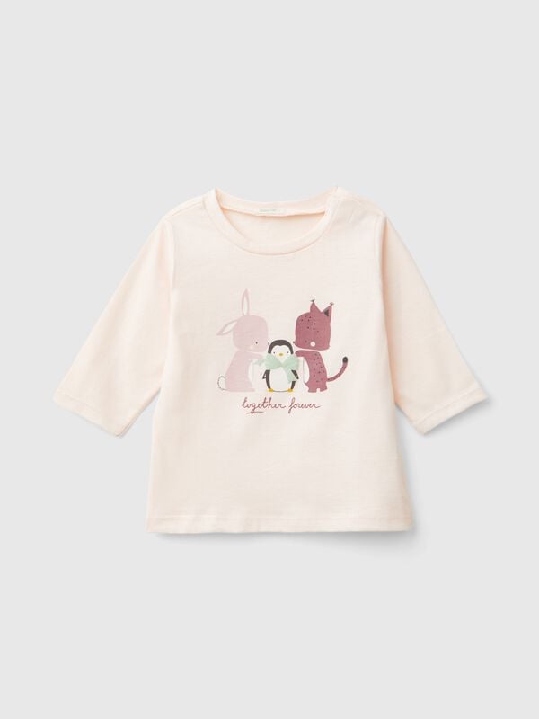 T-shirt with print in warm organic cotton New Born (0-18 months)