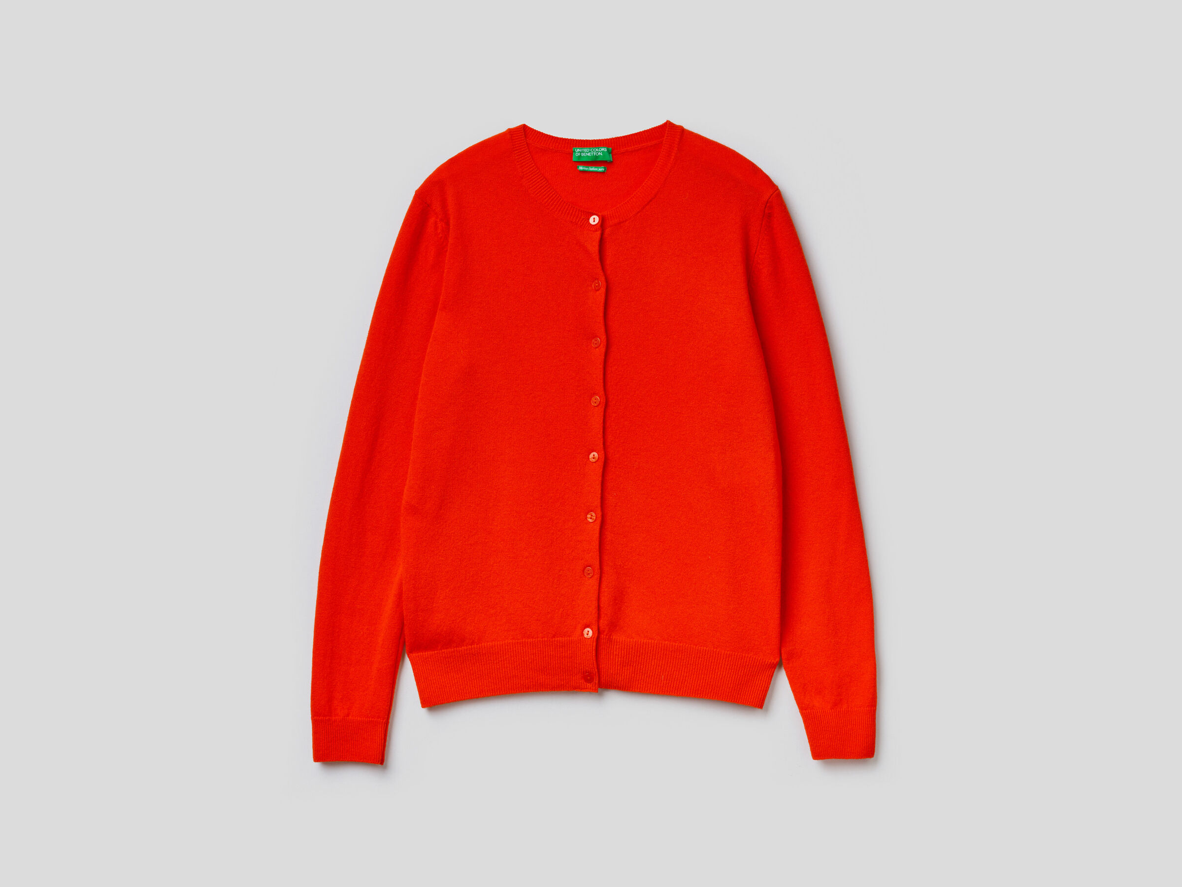 Crew neck cardigan in pure virgin wool image number 5