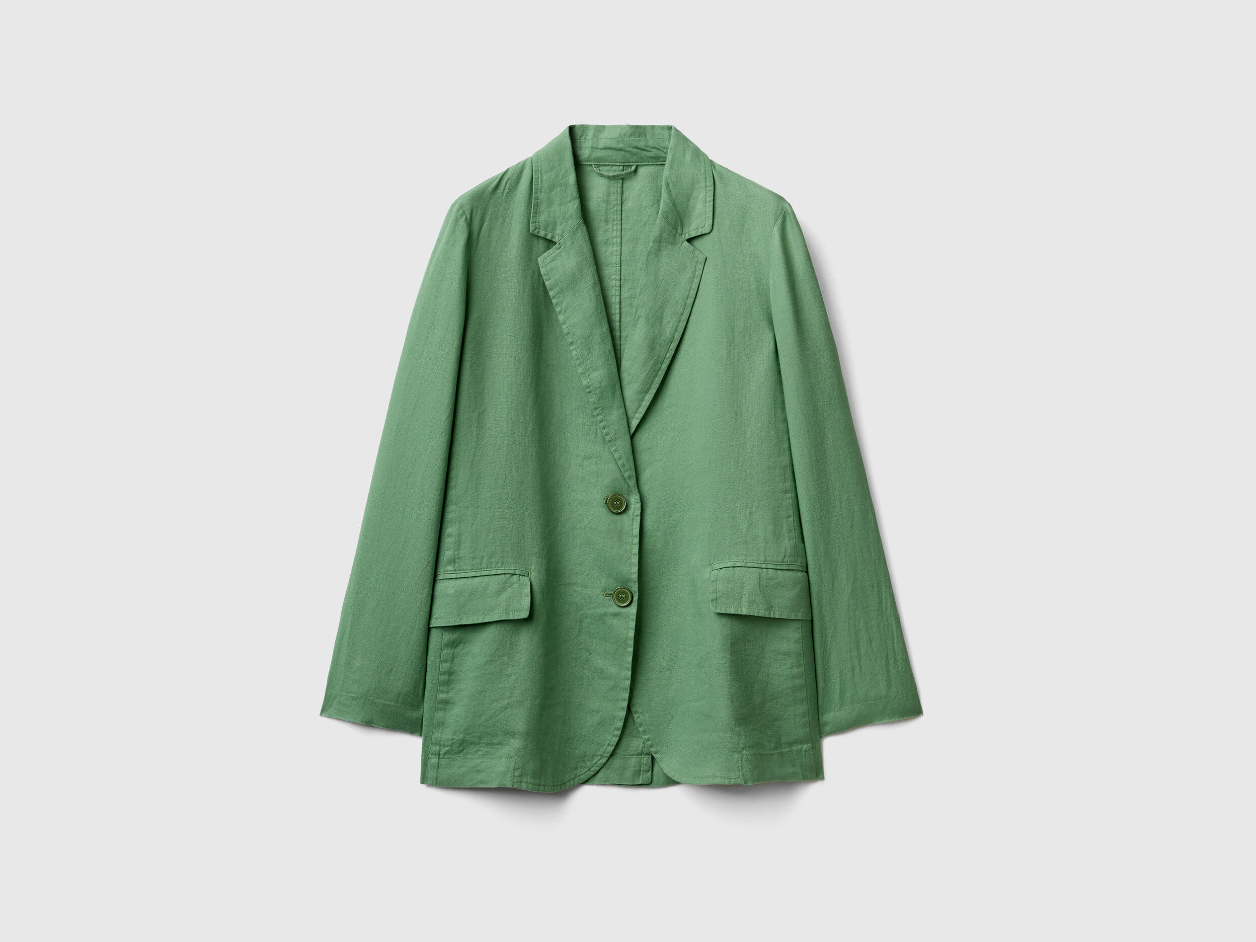 Blazer in pure linen Green Benetton