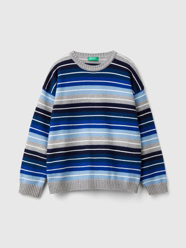 Striped sweater in wool and cotton blend Junior Boy