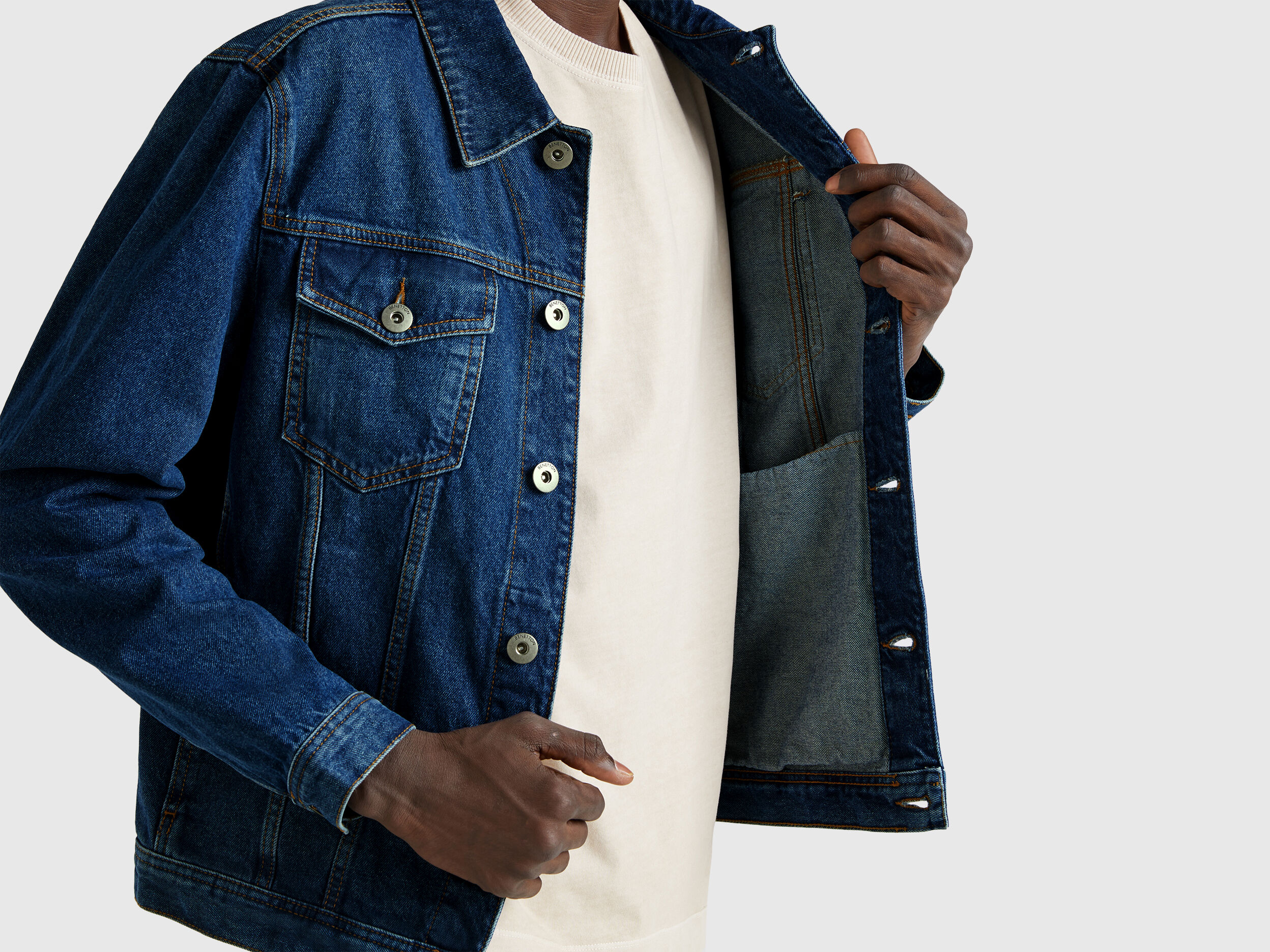 Regular fit jean jacket, Blue - Benetton