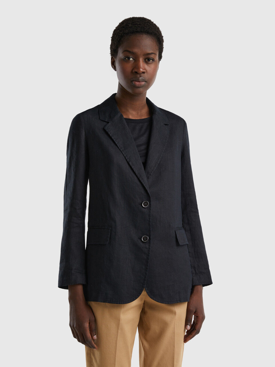 Black linen shop blazer womens