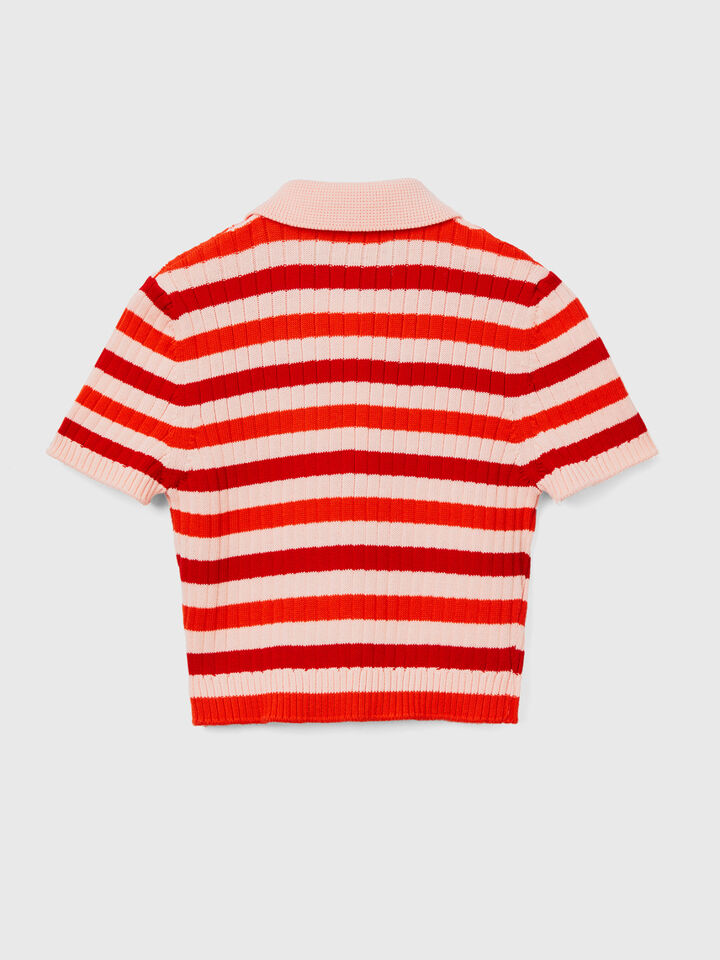 Striped cropped polo image number 2