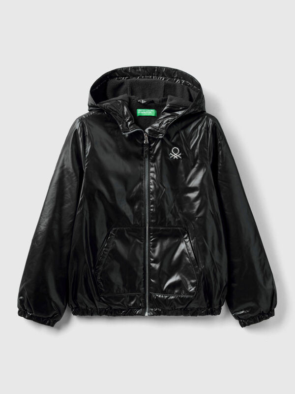 Glossy jacket with zip and hood Junior Girl