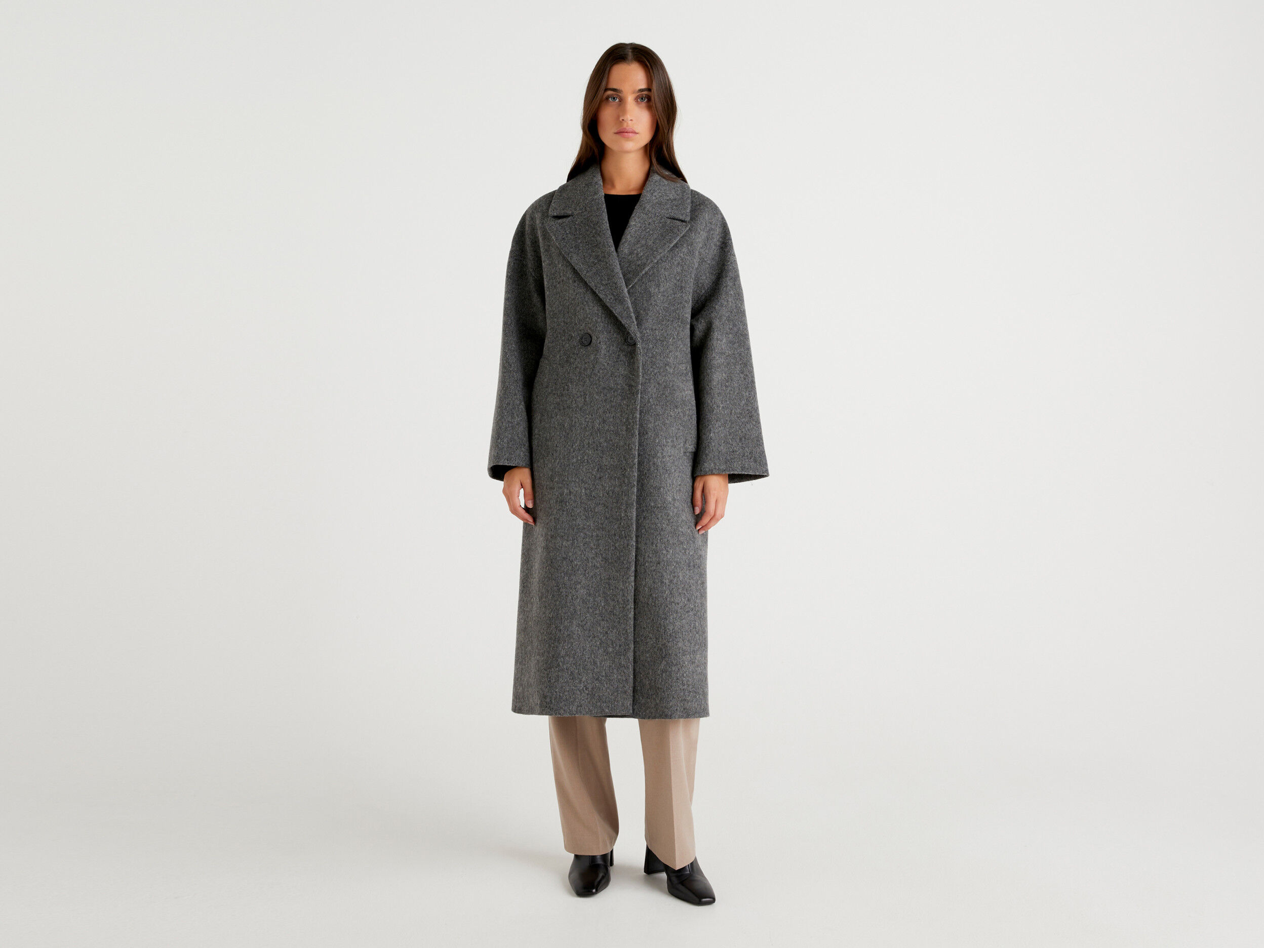 Gray double clearance breasted coat