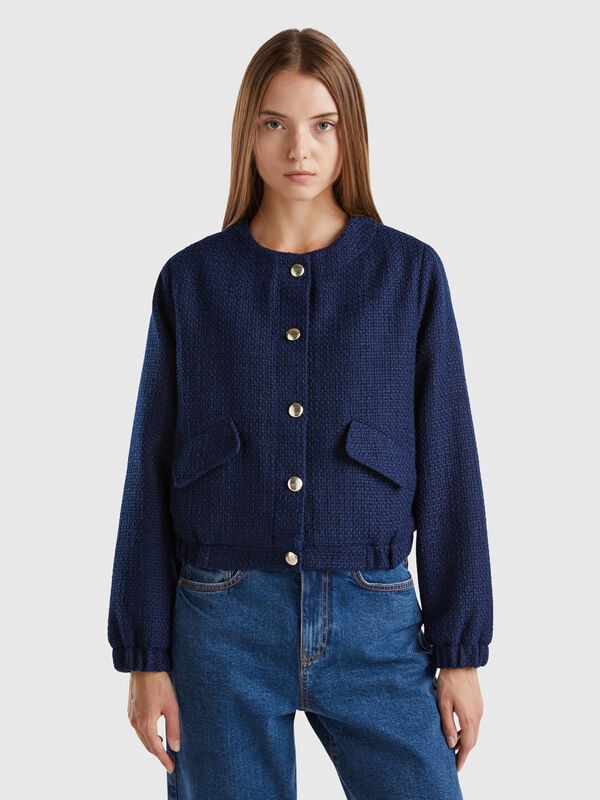 Bomber jacket with bouclé look Women