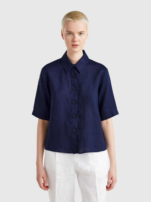 Short shirt in pure linen Women