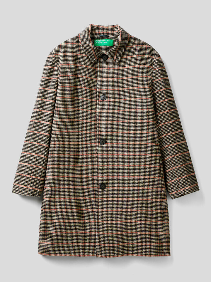 Check coat in wool blend image number 1