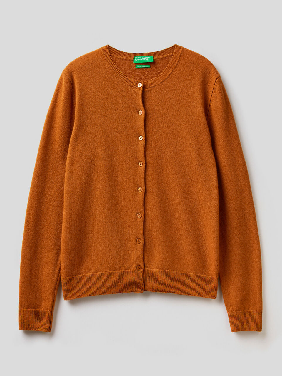 Crew neck cardigan in pure virgin wool image number 1