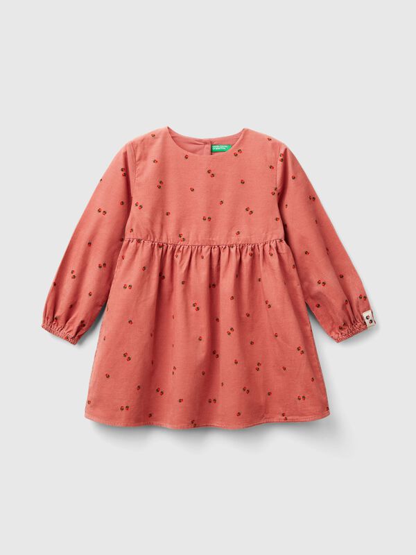 Velvet dress with rose print Junior Girl