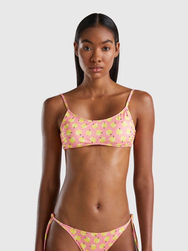 Pink beach bra top with apple pattern Women