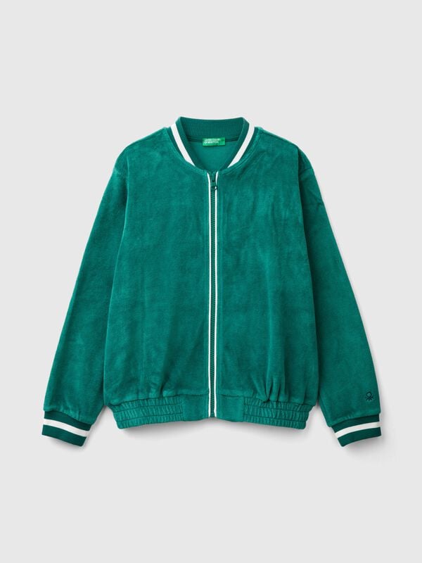 Bomber style sweatshirt in chenille Junior Girl