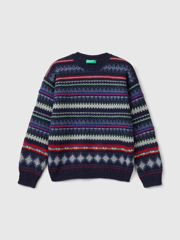 Jacquard sweater in wool blend Junior Boy
